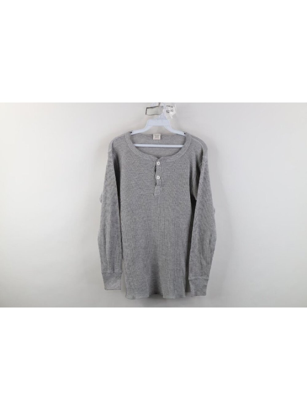 Vtg 70s 80s Streetwear Mens Large Thermal Waffle Knit Henley T-Shirt Gray USA